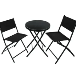 tectake Balkonset Düsseldorf 2+1, Zwart