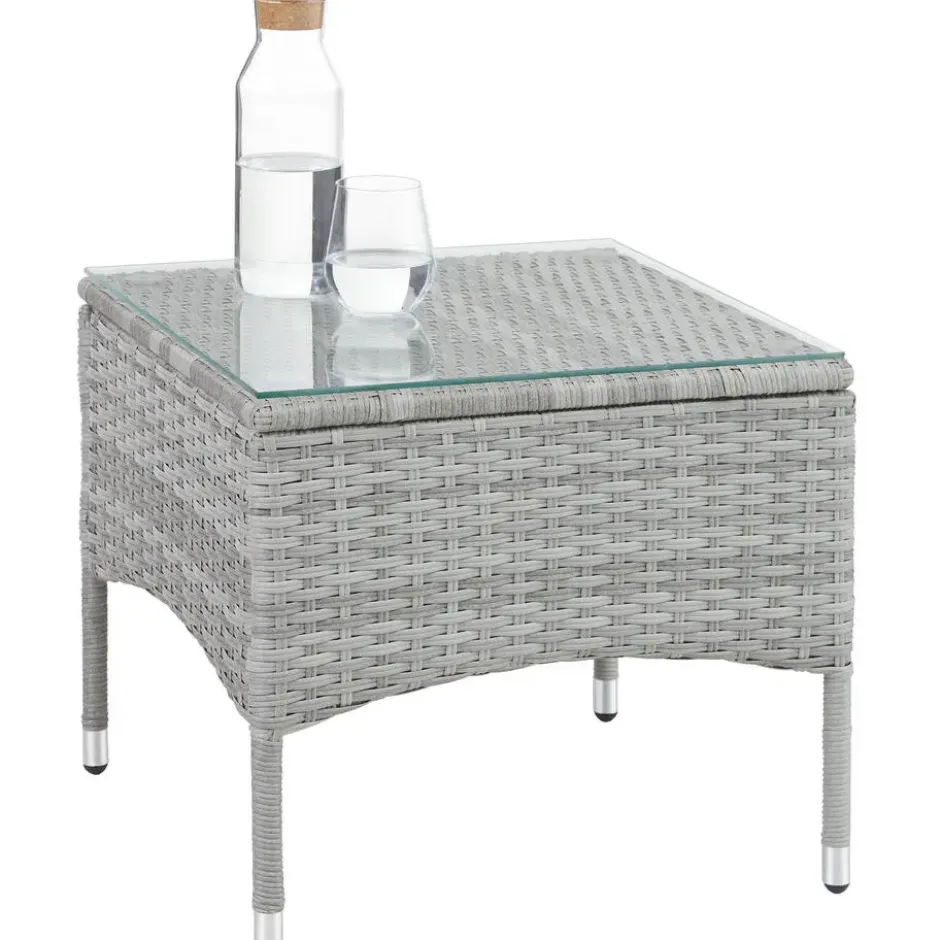 tectake - balkonset Luzern - wicker - lichtgrijs - 403702