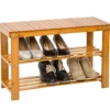 tectake Bamboe schoenenbank met 2 niveaus en bank 70x28x45,5cm, Bruin