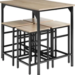 tectake Bartafelset Edinburgh 4+1, Industrieel Licht Hout, Eiken Sonoma