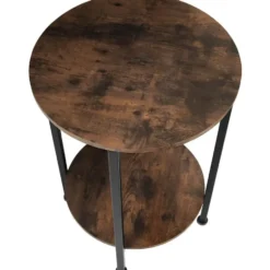 tectake Bijzettafel Ballina 45x64cm, Industrieel Hout Donker, Rustiek