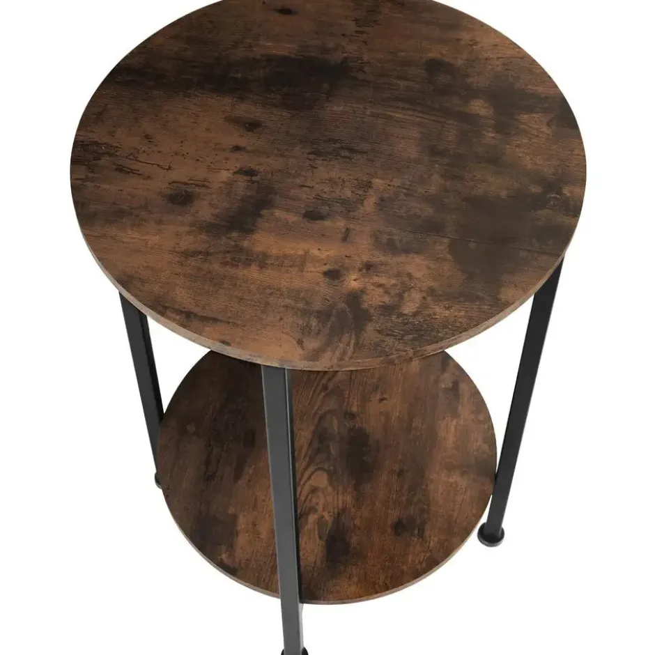 tectake Bijzettafel Ballina 45x64cm, Industrieel Hout Donker, Rustiek