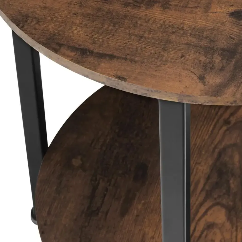 tectake Bijzettafel Ballina 45x64cm, Industrieel Hout Donker, Rustiek