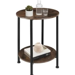 tectake Bijzettafel Ballina 45x64cm, Industrieel Hout Donker, Rustiek