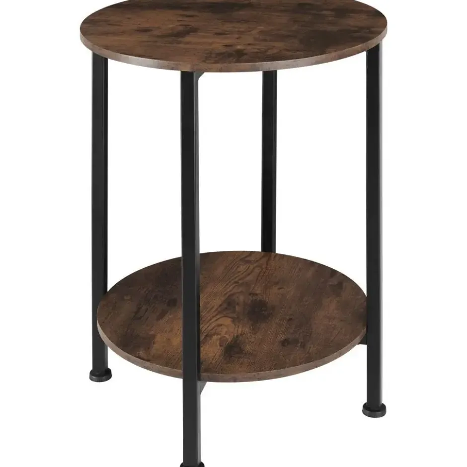 tectake Bijzettafel Ballina 45x64cm, Industrieel Hout Donker, Rustiek