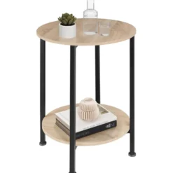 tectake Bijzettafel Ballina 45x64cm, Industrieel Licht Hout, Eiken Sonoma