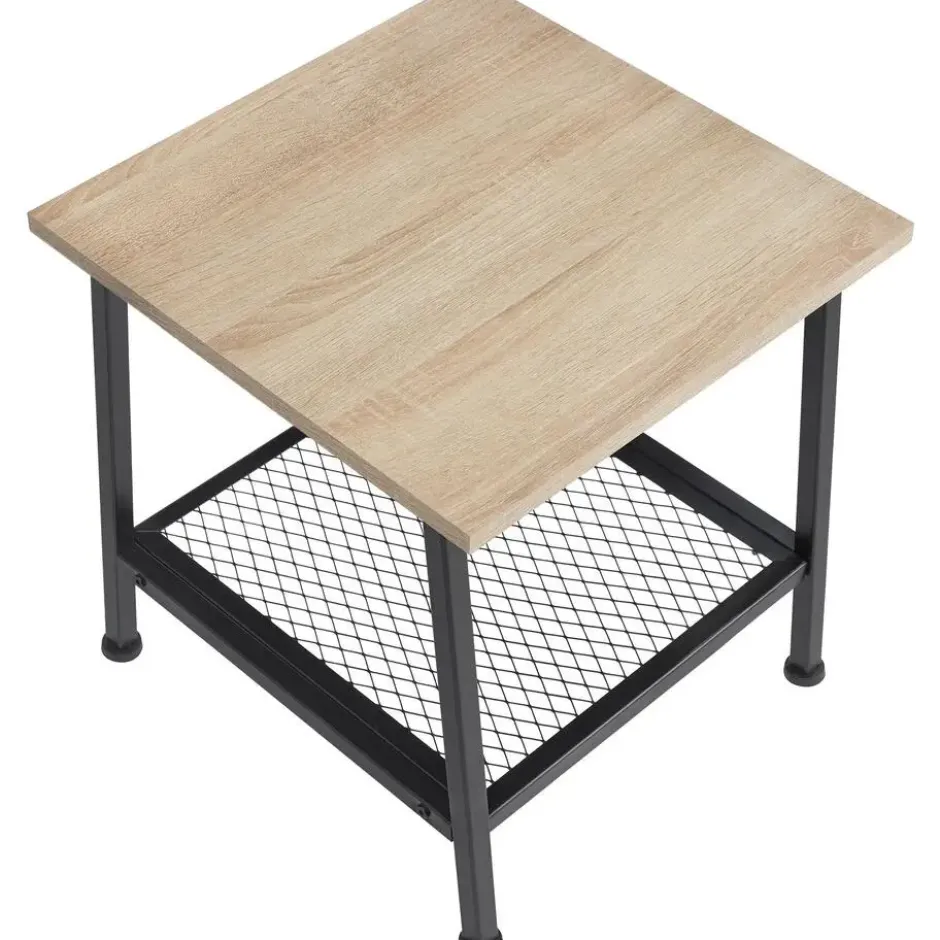 tectake Bijzettafel Bedford 45,5x45x47cm, Industrieel Licht Hout, Eiken Sonoma