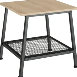 tectake Bijzettafel Bedford 45,5x45x47cm, Industrieel Licht Hout, Eiken Sonoma