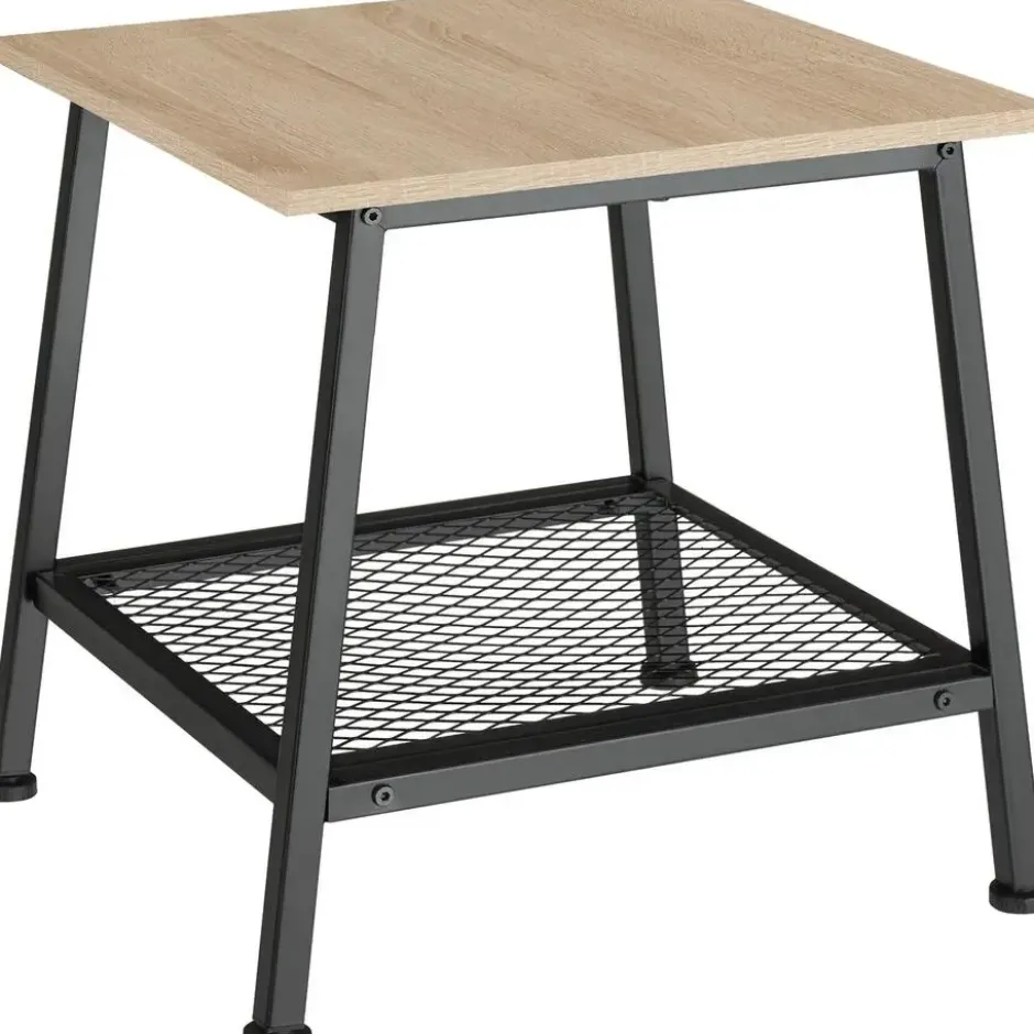tectake Bijzettafel Bedford 45,5x45x47cm, Industrieel Licht Hout, Eiken Sonoma
