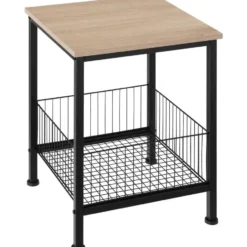 tectake Bijzettafel Grimsby 40x40x55,5cm, Industrieel Licht Hout, Eiken Sonoma