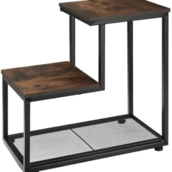 tectake Bijzettafel Halifax 60,5x35,5x60,5cm, Industrieel Hout Donker, Rustiek