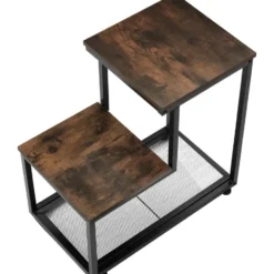 tectake Bijzettafel Halifax 60,5x35,5x60,5cm, Industrieel Hout Donker, Rustiek