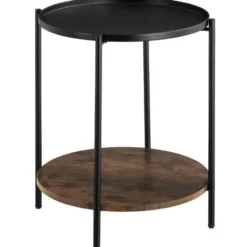 tectake Bijzettafel Sunderland, Industrieel Hout Donker, Rustiek