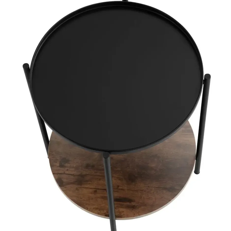tectake Bijzettafel Sunderland, Industrieel Hout Donker, Rustiek