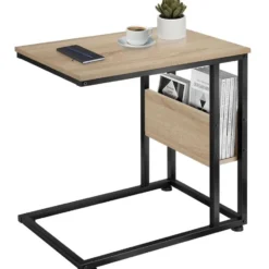 tectake Bijzettafel Wigan 55x36,5x60cm, Industrieel Licht Hout, Eiken Sonoma