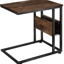 tectake Bijzettafel Wigan 55x36,5x60cm, Industrieel Hout Donker, Rustiek