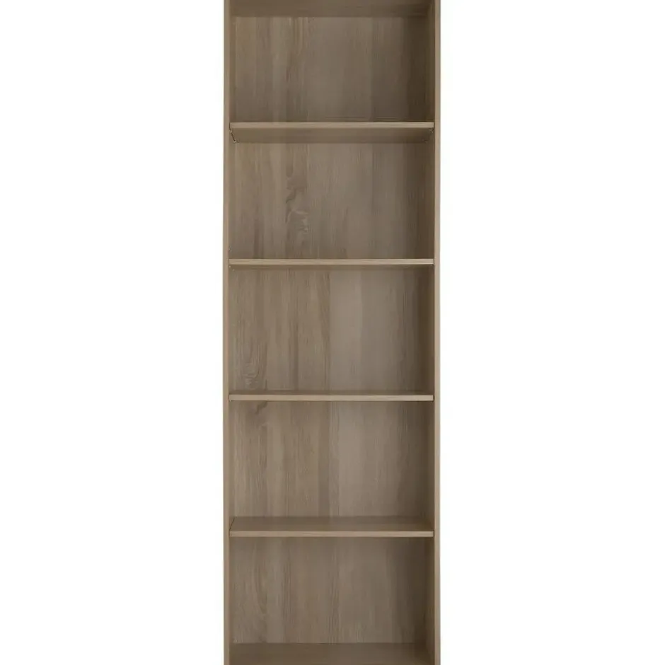 tectake Boekenrek Lexi 5 vakken 60x30x190cm, Licht Hout, Eiken Sonoma