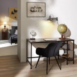 tectake Bureau Donegal 140x60x76,5cm, Industrieel Hout Donker, Rustiek