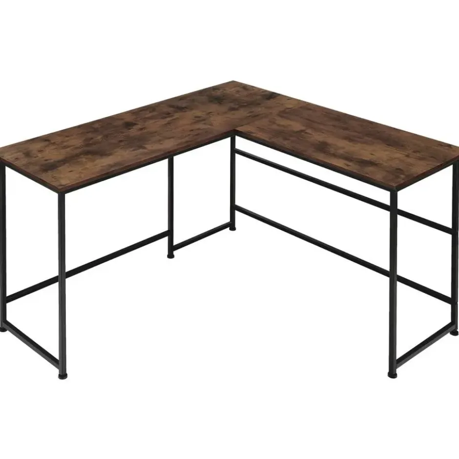 tectake Bureau Melrose 140x130x76,5cm, Industrieel Hout Donker, Rustiek
