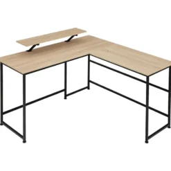 tectake Bureau Melrose 140x130x76,5cm, Industrieel Licht Hout, Eiken Sonoma