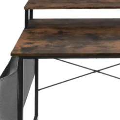 tectake Bureau met plank en organizer, Industrieel Hout Donker, Rustiek