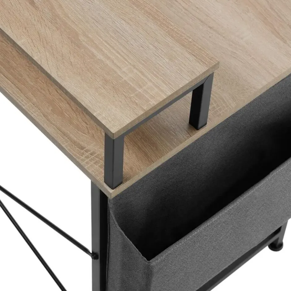 tectake Bureau met plank en organizer, Industrieel Licht Hout, Eiken Sonoma
