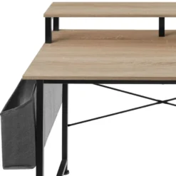 tectake Bureau met plank en organizer, Industrieel Licht Hout, Eiken Sonoma