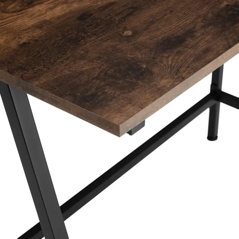tectake Bureau Newton 100x50x77cm, Industrieel Hout Donker, Rustiek