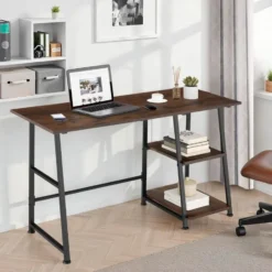 tectake Bureau Paisley 120x50x73,5cm, Industrieel Hout Donker, Rustiek