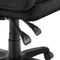tectake Bureaustoel Jillien met voetsteun en veloursbekleding, Zwart