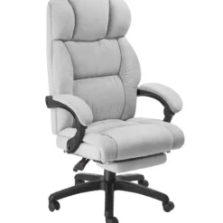 tectake Bureaustoel Jillien met voetsteun en veloursbekleding, Grijs