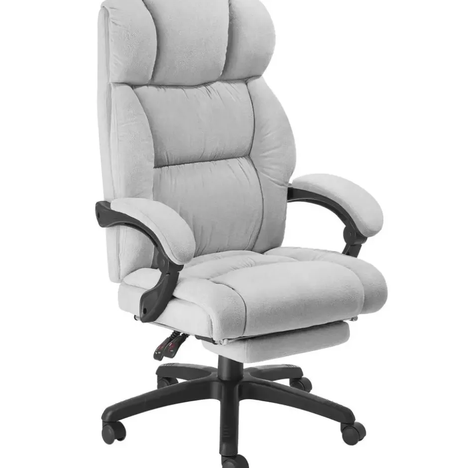 tectake Bureaustoel Jillien met voetsteun en veloursbekleding, Grijs