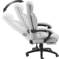 tectake Bureaustoel Jillien met voetsteun en veloursbekleding, Grijs