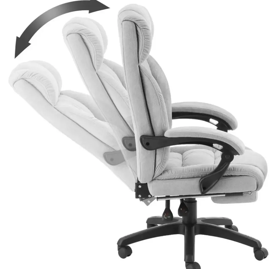 tectake Bureaustoel Jillien met voetsteun en veloursbekleding, Grijs