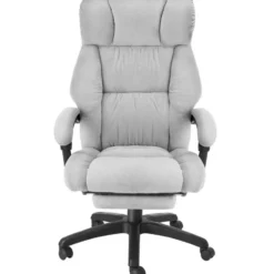 tectake Bureaustoel Jillien met voetsteun en veloursbekleding, Grijs