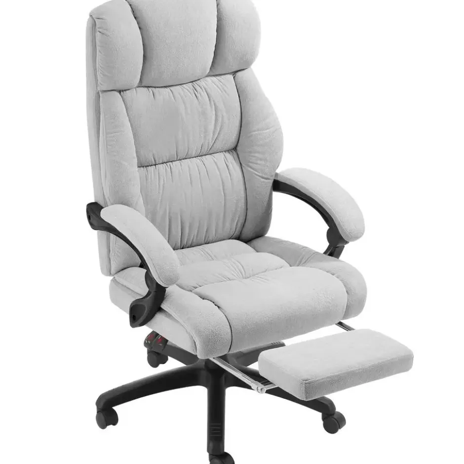 tectake Bureaustoel Jillien met voetsteun en veloursbekleding, Grijs