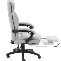 tectake Bureaustoel Jillien met voetsteun en veloursbekleding, Grijs