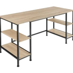 tectake Bureau Stoke 137x55x75cm, Industrieel Licht Hout, Eiken Sonoma