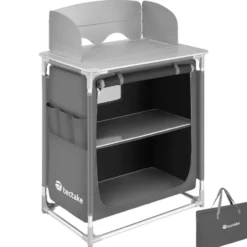 tectake - Campingkeuken 76x53,5x107cm, Grijs