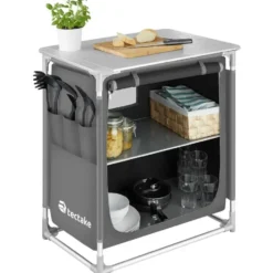 tectake - Campingkeuken 76x53,5x107cm, Grijs