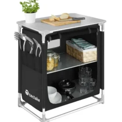 tectake - Campingkeuken 76x53,5x107cm, Zwart