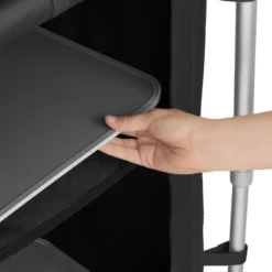 tectake Campingkeuken, Zwart, Aluminium Frame, 5 Vakken, Met Draagtas