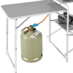 tectake Campingkeuken, Zwart, Aluminium Frame, 5 Vakken, Met Draagtas