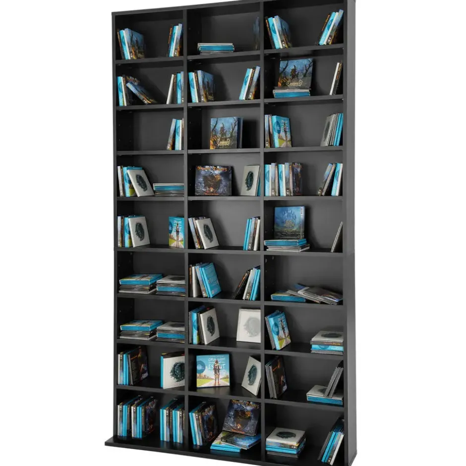 tectake - CD DVD kast - Zwart - 820 CD Opslag - 27 Vakken - 180x102cm