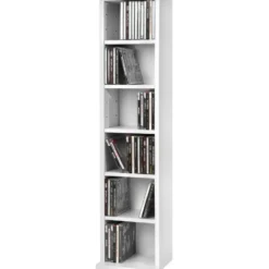 tectake CD mediakast met 6 vakken 90x21x20cm, Wit