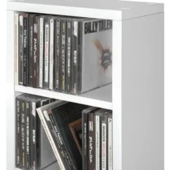tectake CD mediakast met 6 vakken 90x21x20cm, Wit