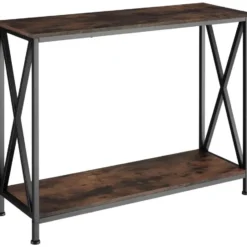 tectake Consoletafel Tacoma 100x35x80,5cm, Industrieel Hout Donker, Rustiek