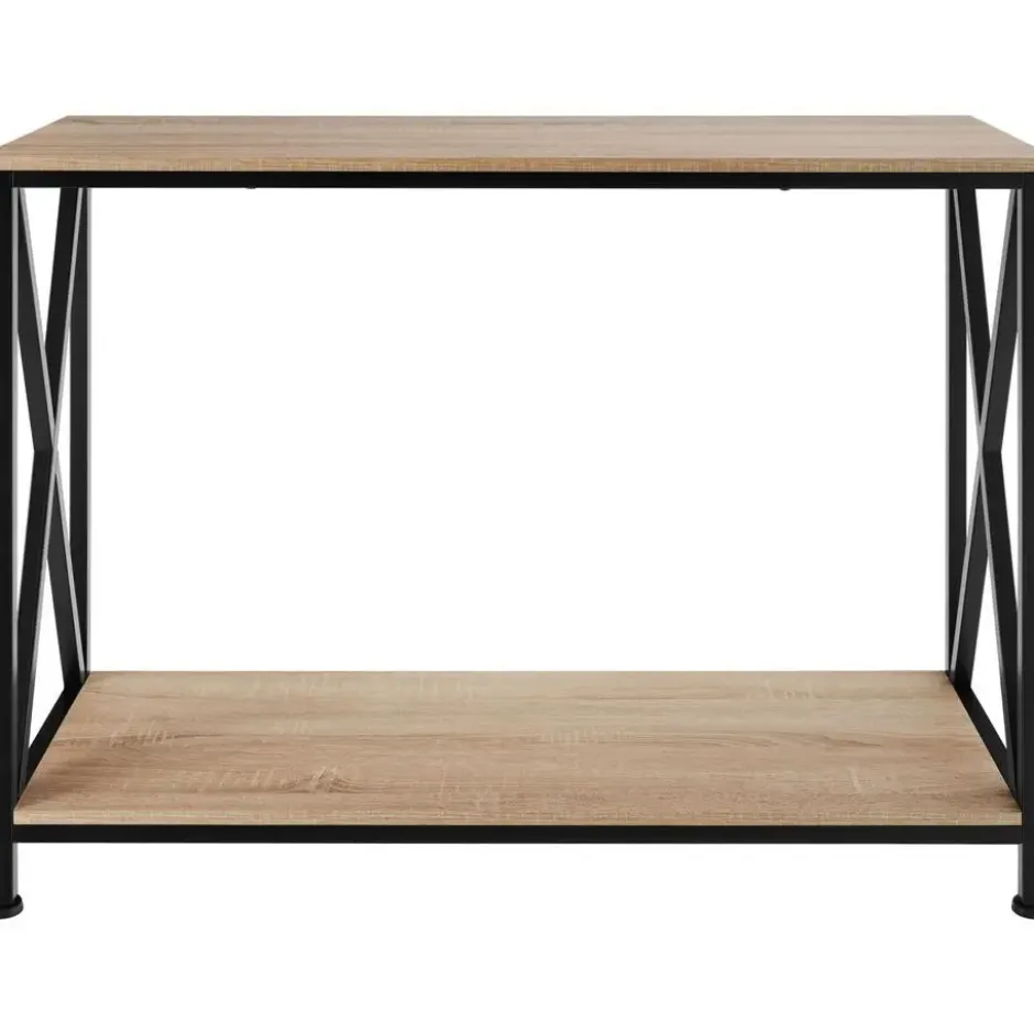 tectake Consoletafel Tacoma 100x35x80,5cm, Industrieel Licht Hout, Eiken Sonoma