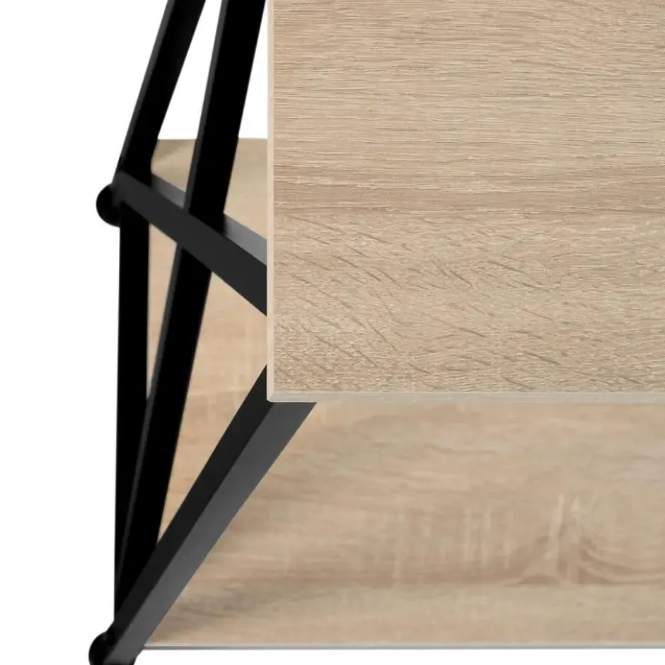 tectake Consoletafel Tacoma 100x35x80,5cm, Industrieel Licht Hout, Eiken Sonoma