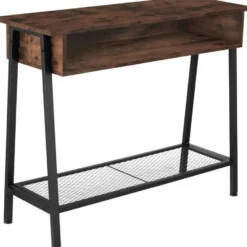 tectake Consoletafel Tralee 100x35x80,5cm, Industrieel Hout Donker, Rustiek